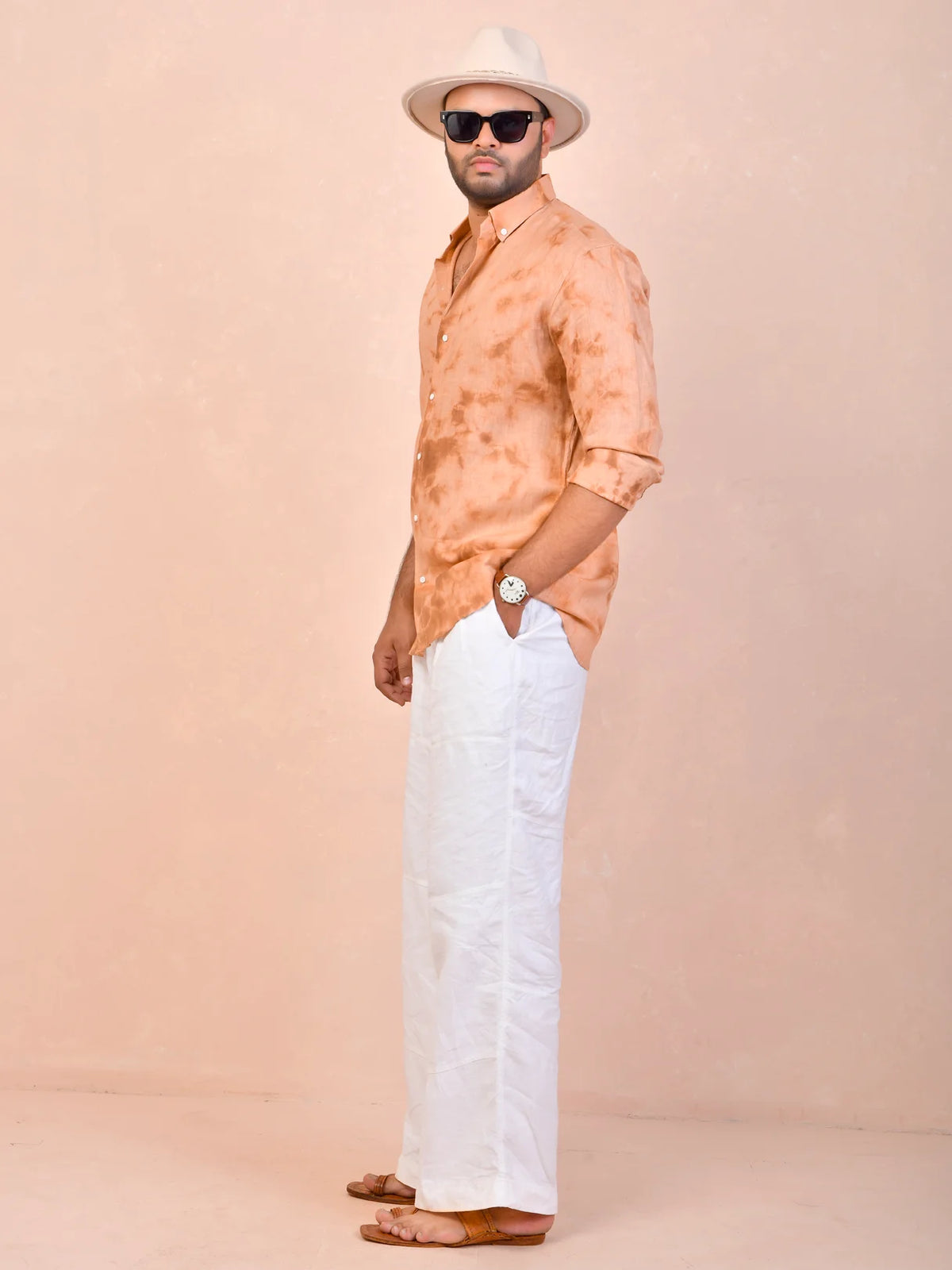 Tie & Dye Rust pure linen shirt
