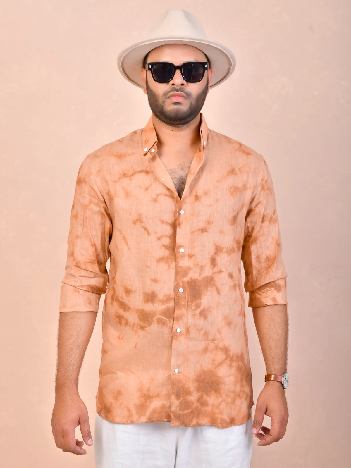Tie & Dye Rust pure linen shirt