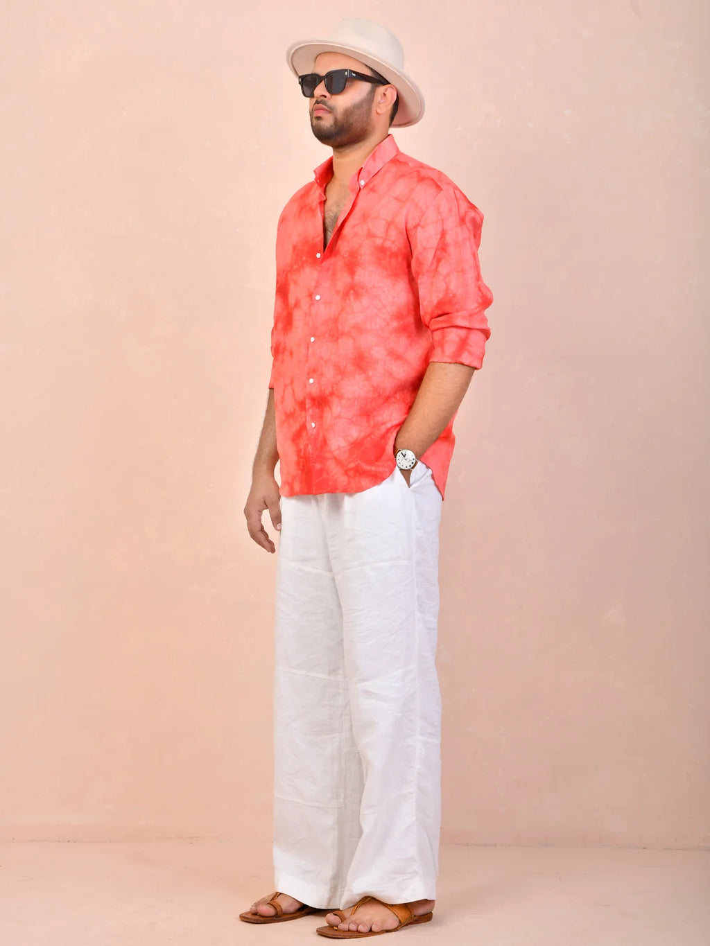Tie & Dye Watermelon pure linen shirt