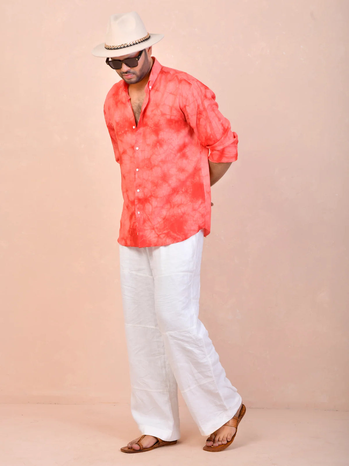 Tie & Dye Watermelon pure linen shirt