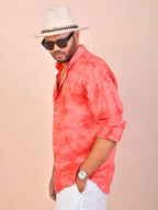 Tie & Dye Watermelon pure linen shirt