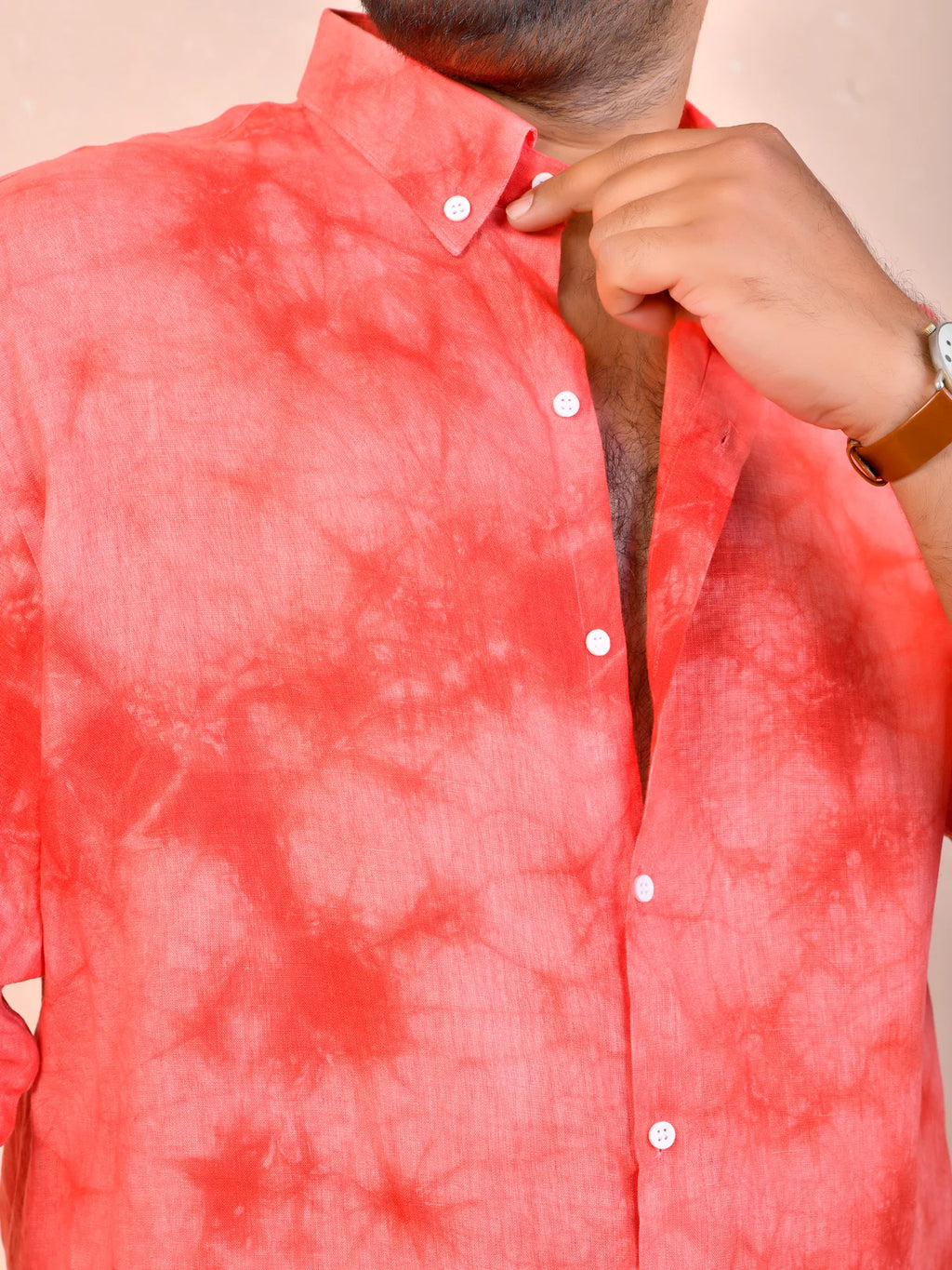 Tie & Dye Watermelon pure linen shirt