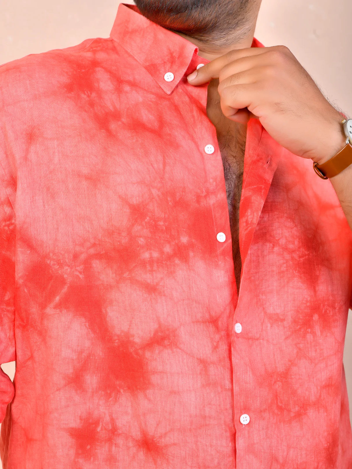 Tie & Dye Watermelon pure linen shirt