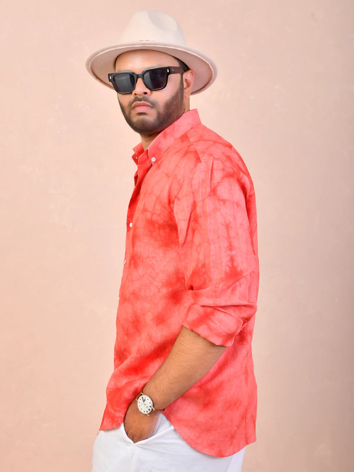 Tie & Dye Watermelon pure linen shirt