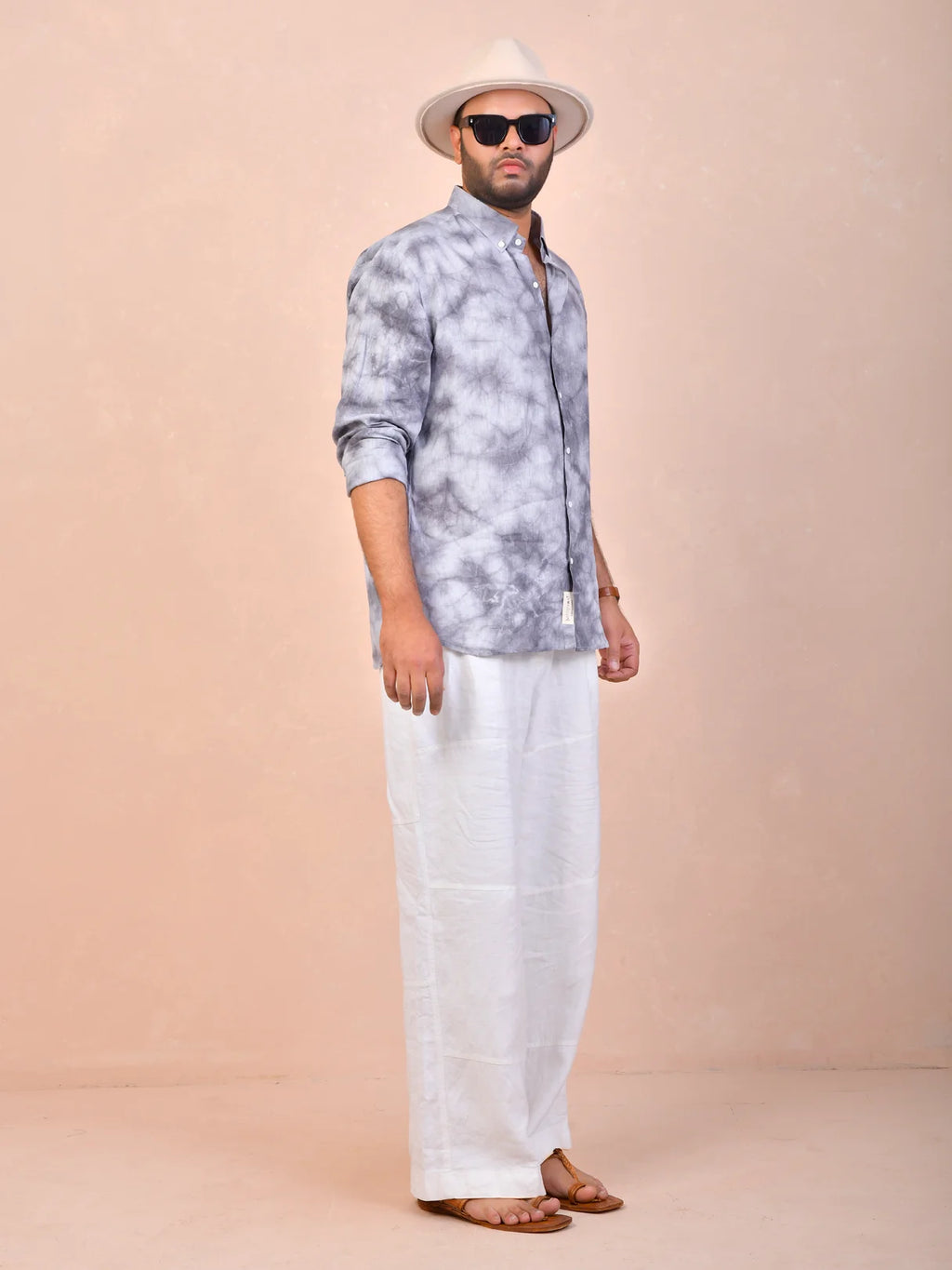 Smoke Grey Tie & Die Pure Linen Shirt