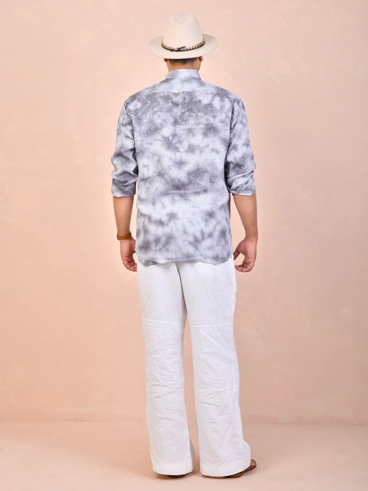 Smoke Grey Tie & Die Pure Linen Shirt