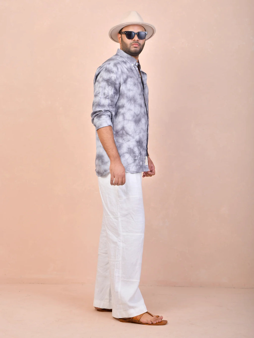 Smoke Grey Tie & Die Pure Linen Shirt