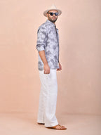 Smoke Grey Tie & Die Pure Linen Shirt
