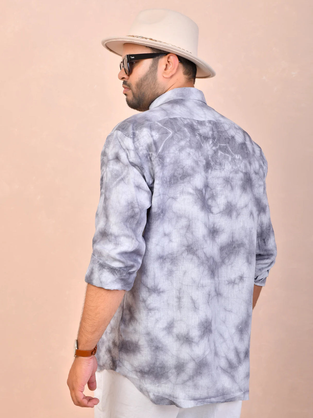 Smoke Grey Tie & Die Pure Linen Shirt