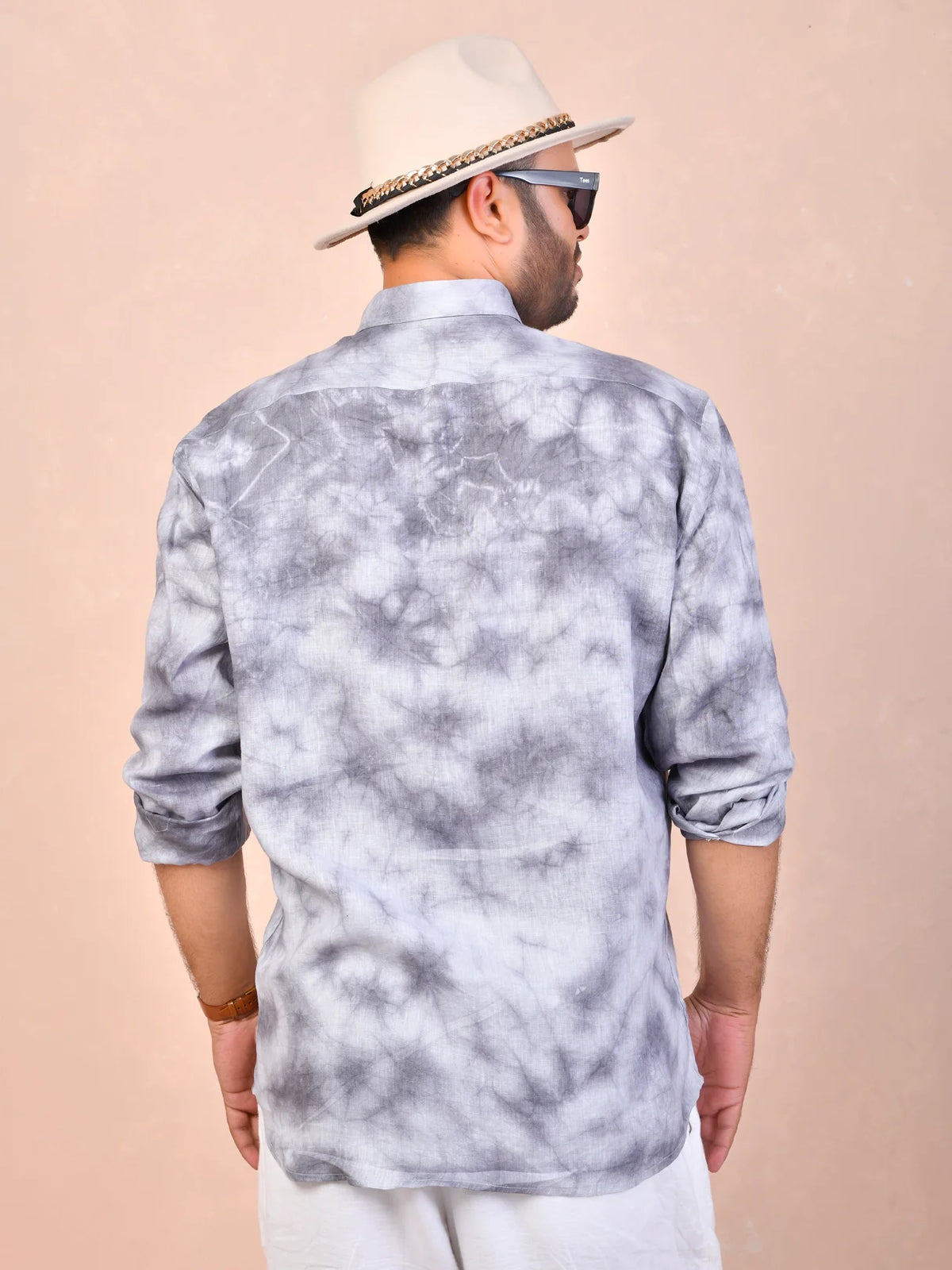 Smoke Grey Tie & Die Pure Linen Shirt