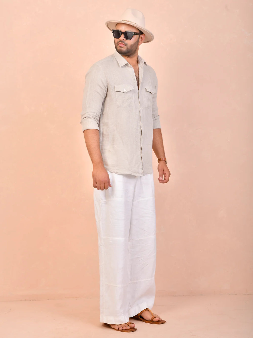 Beige Pure Khadi linen Shirt