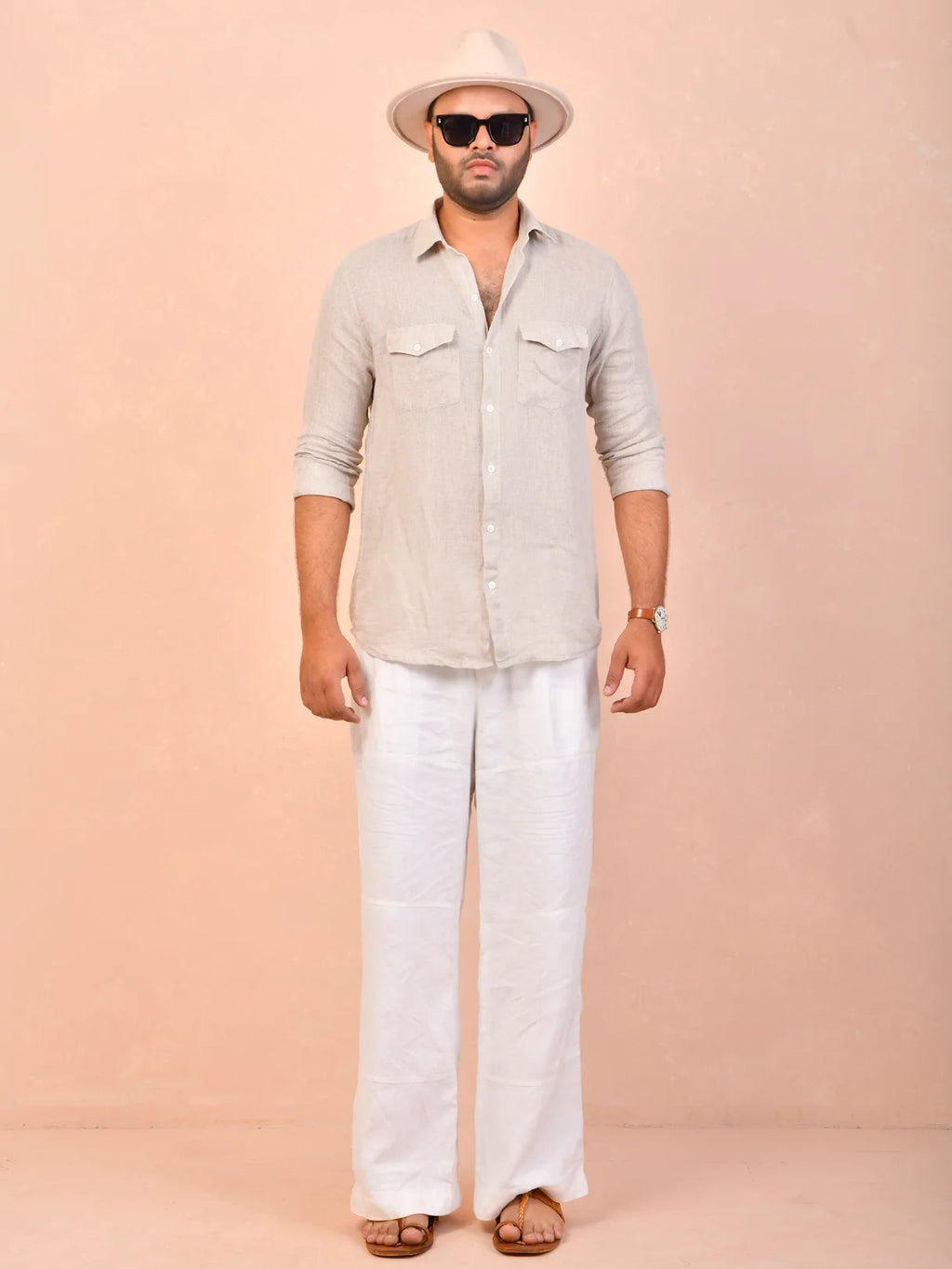 Beige Pure Khadi linen Shirt
