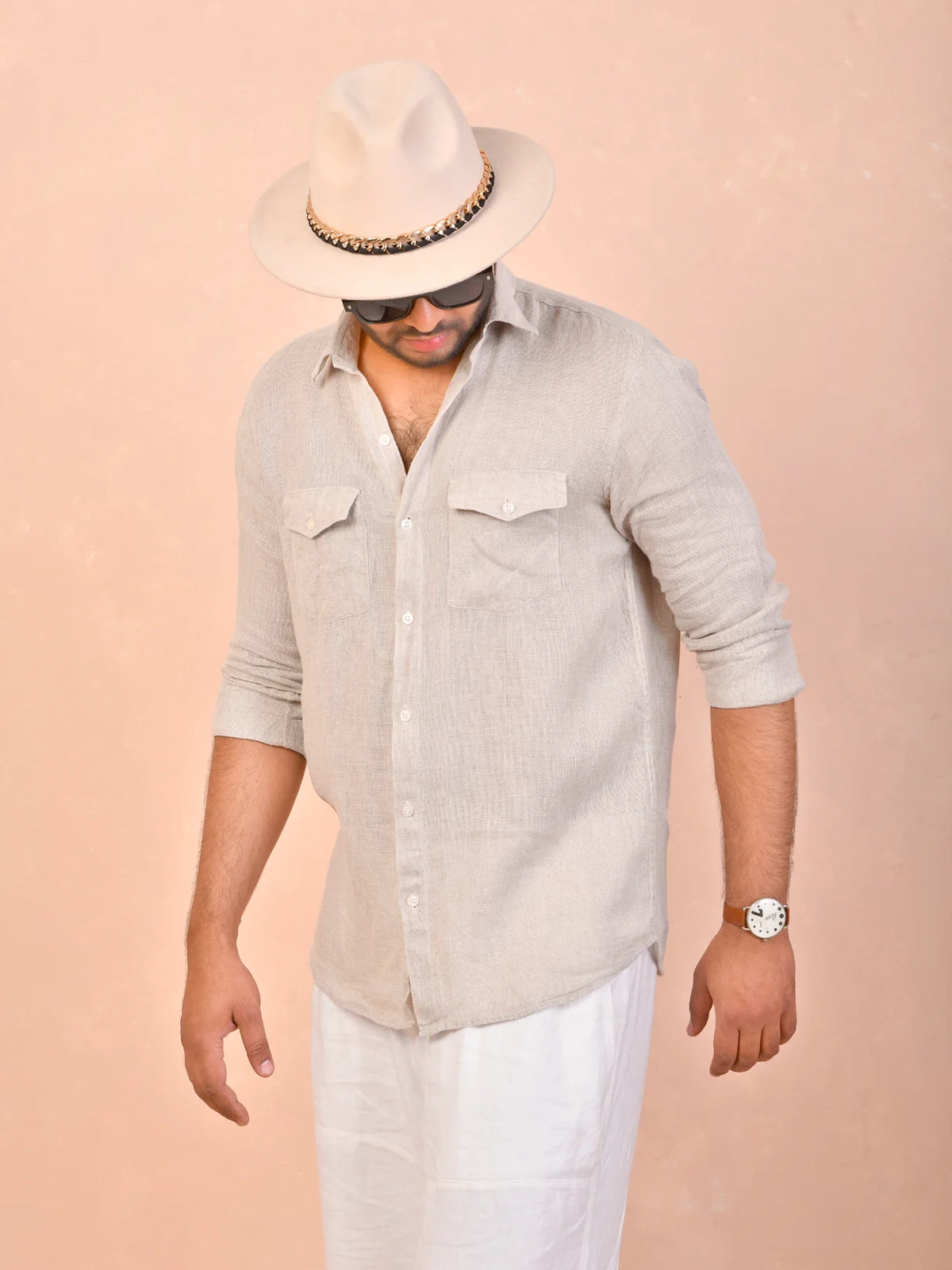 Beige Pure Khadi linen Shirt
