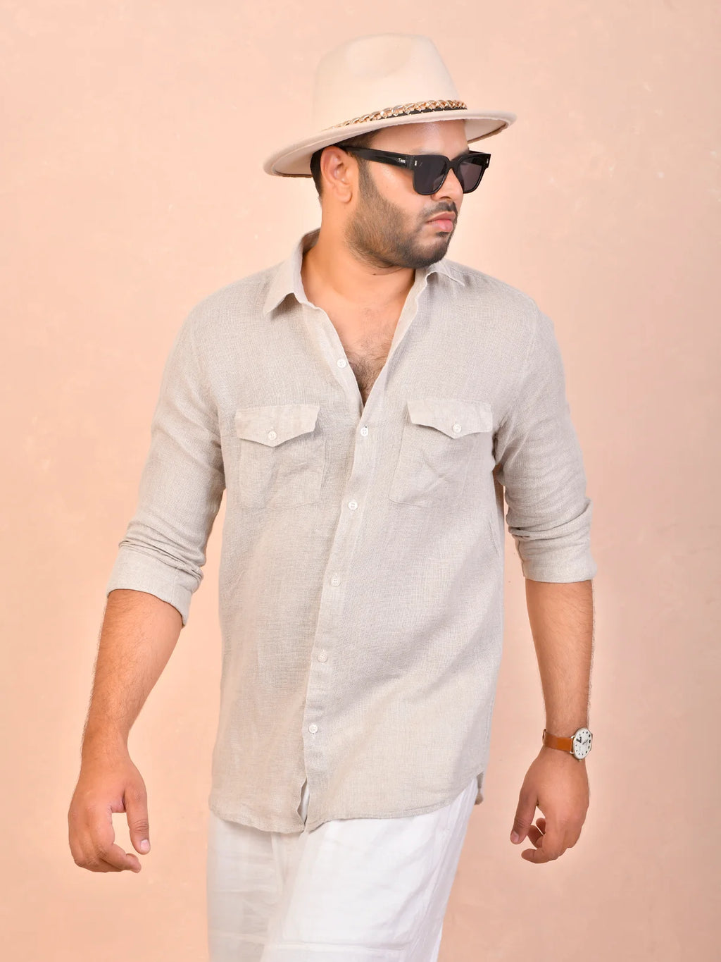 Beige Pure Khadi linen Shirt