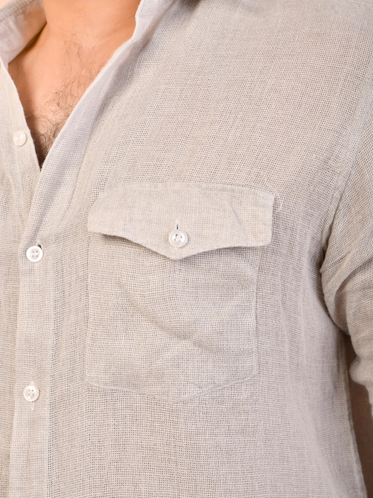 Beige Pure Khadi linen Shirt