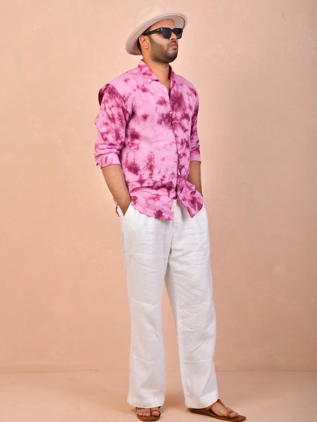 Tie & Dye Berry pure linen shirt