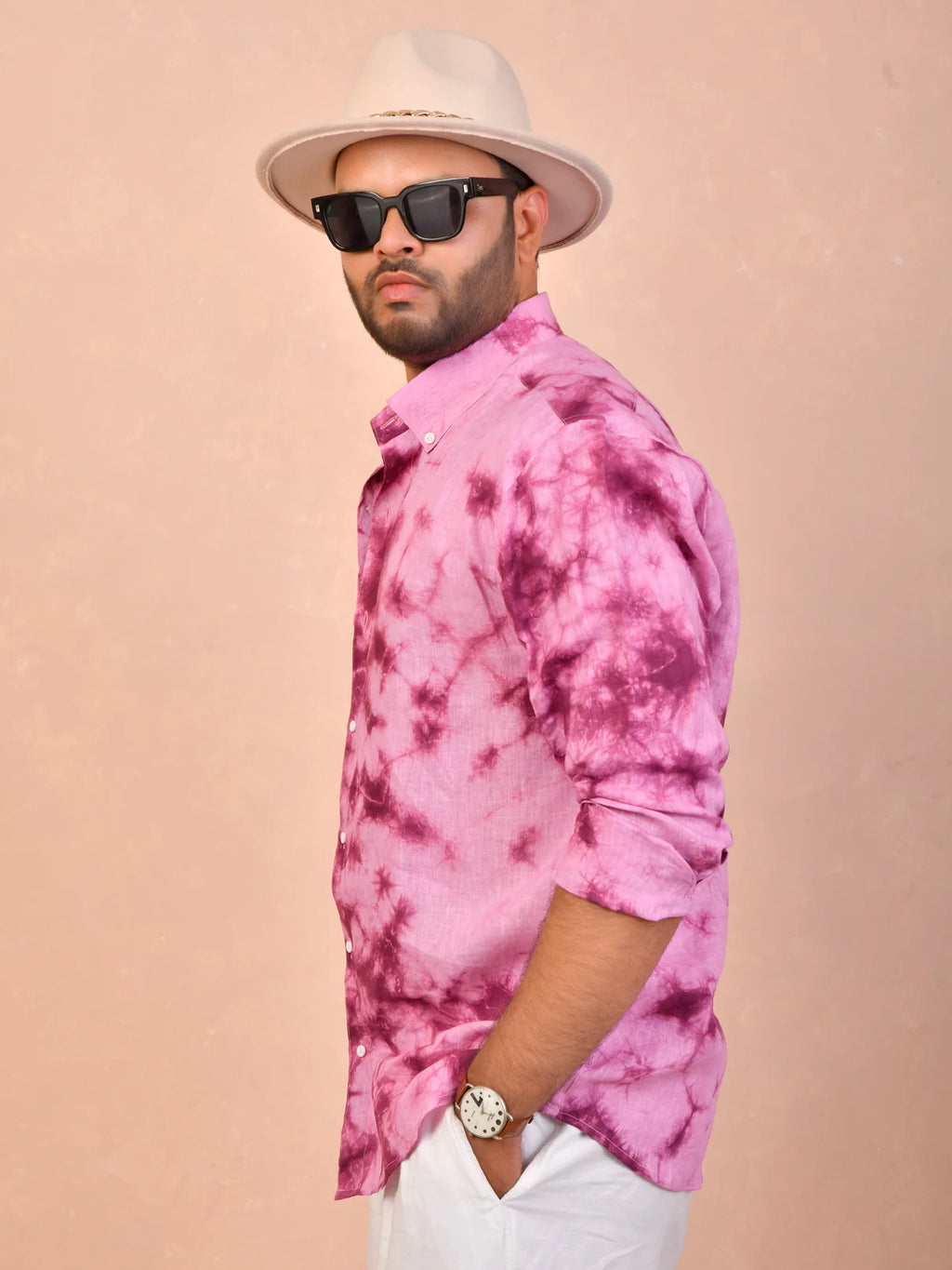Tie & Dye Berry pure linen shirt