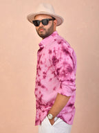 Tie & Dye Berry pure linen shirt