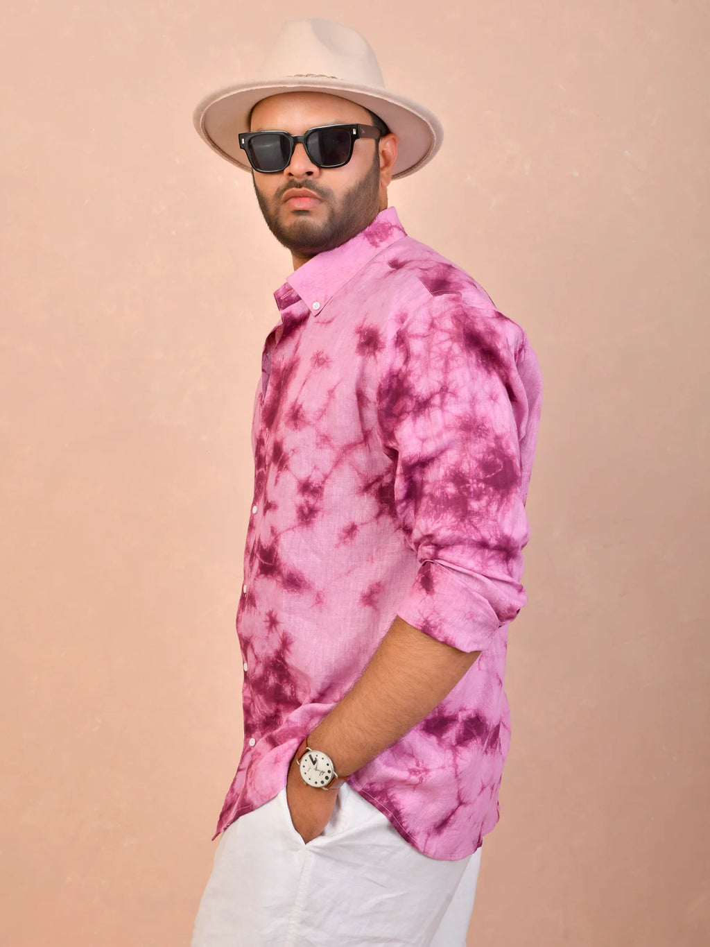 Tie & Dye Berry pure linen shirt