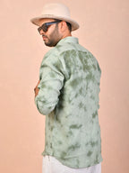 Olive Mist Tie & Dye pure linen shirt