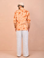 Burnt Orange Tie & Dye pure linen shirt