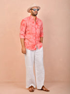Tie & Dye Rose Pink pure linen shirt