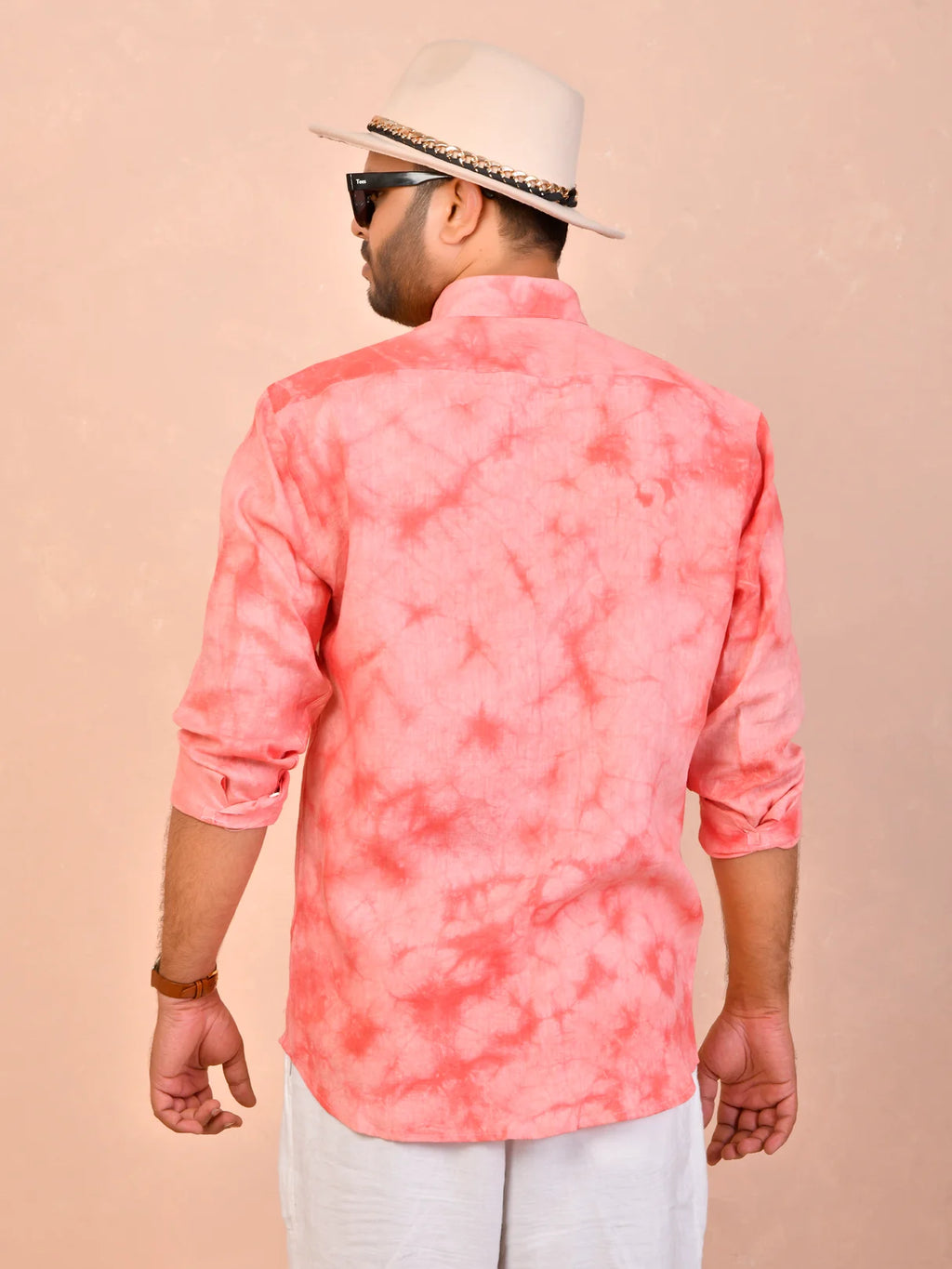 Tie & Dye Rose Pink pure linen shirt