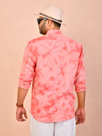 Tie & Dye Rose Pink pure linen shirt