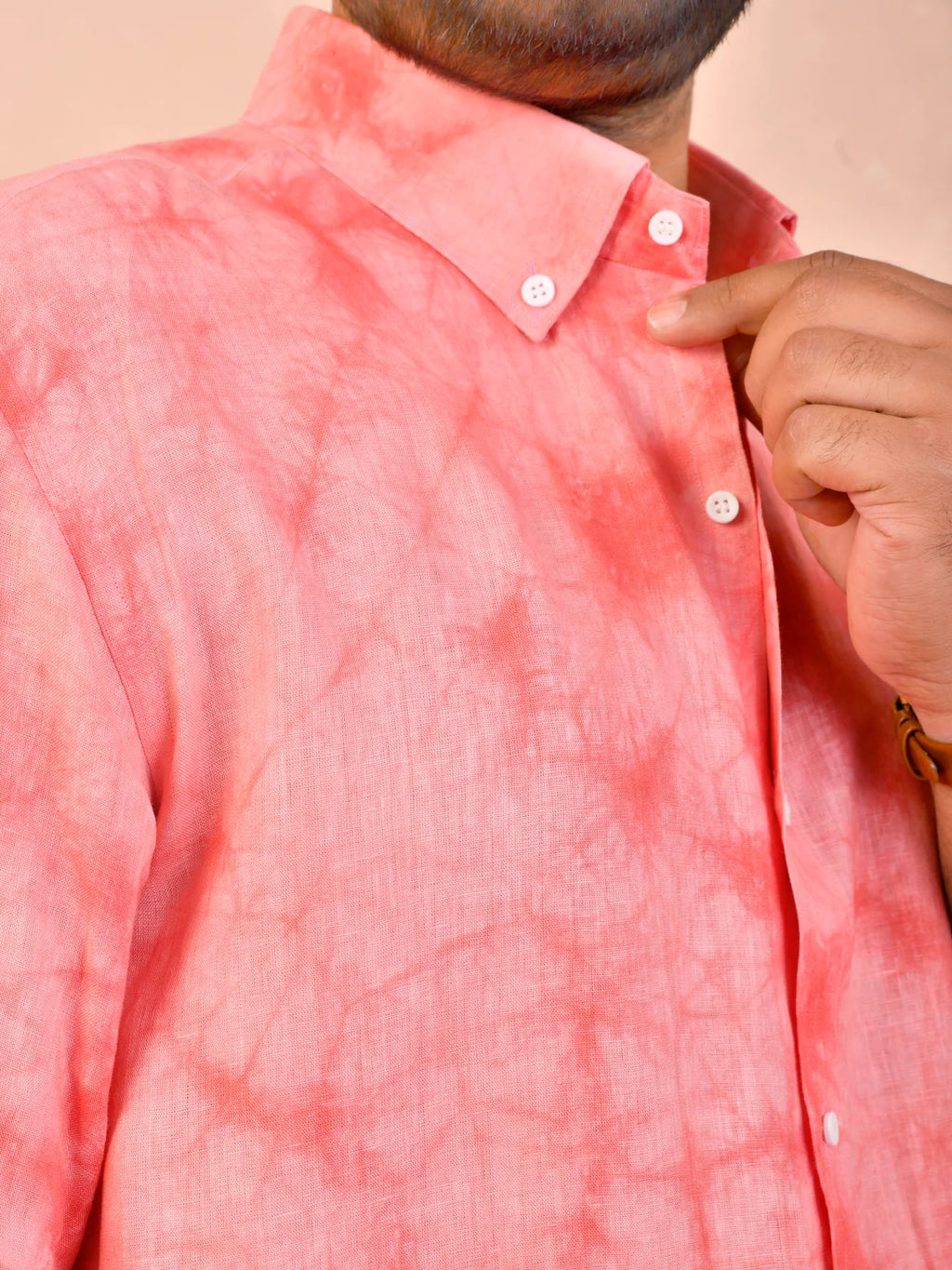 Tie & Dye Rose Pink pure linen shirt