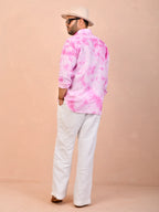 Tie & Dye Candy Pink pure linen shirt