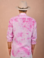 Tie & Dye Candy Pink pure linen shirt