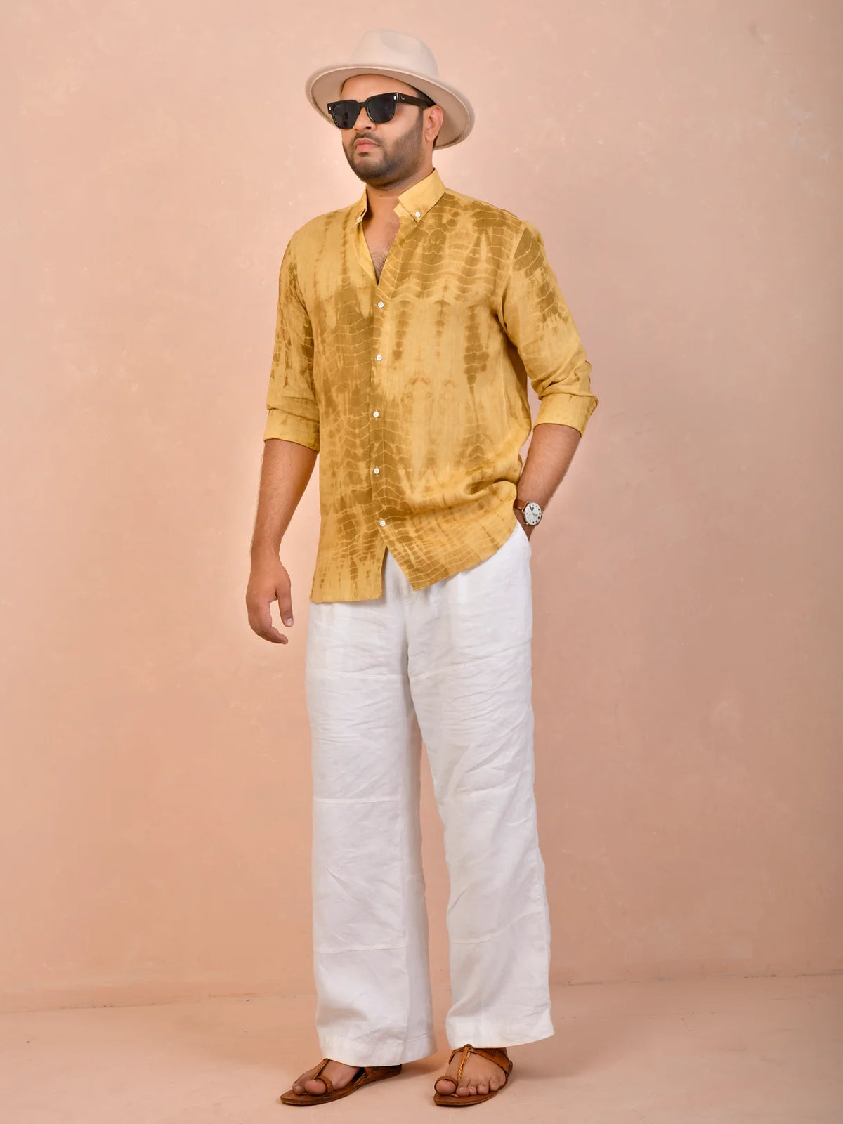 Tie & Dye Ochre Yellow pure line shirt