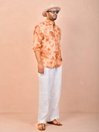 Tie & Dye Amber Tan pure linen shirt