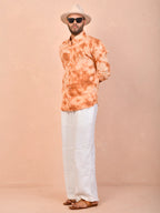 Tie & Dye Amber Tan pure linen shirt