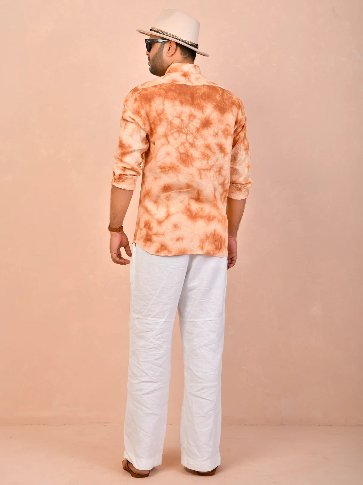 Tie & Dye Amber Tan pure linen shirt
