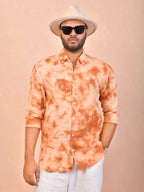 Tie & Dye Amber Tan pure linen shirt