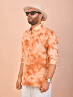 Tie & Dye Amber Tan pure linen shirt