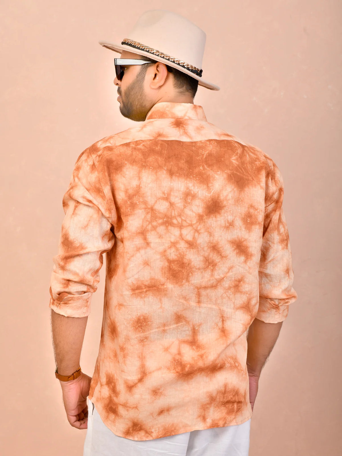 Tie & Dye Amber Tan pure linen shirt