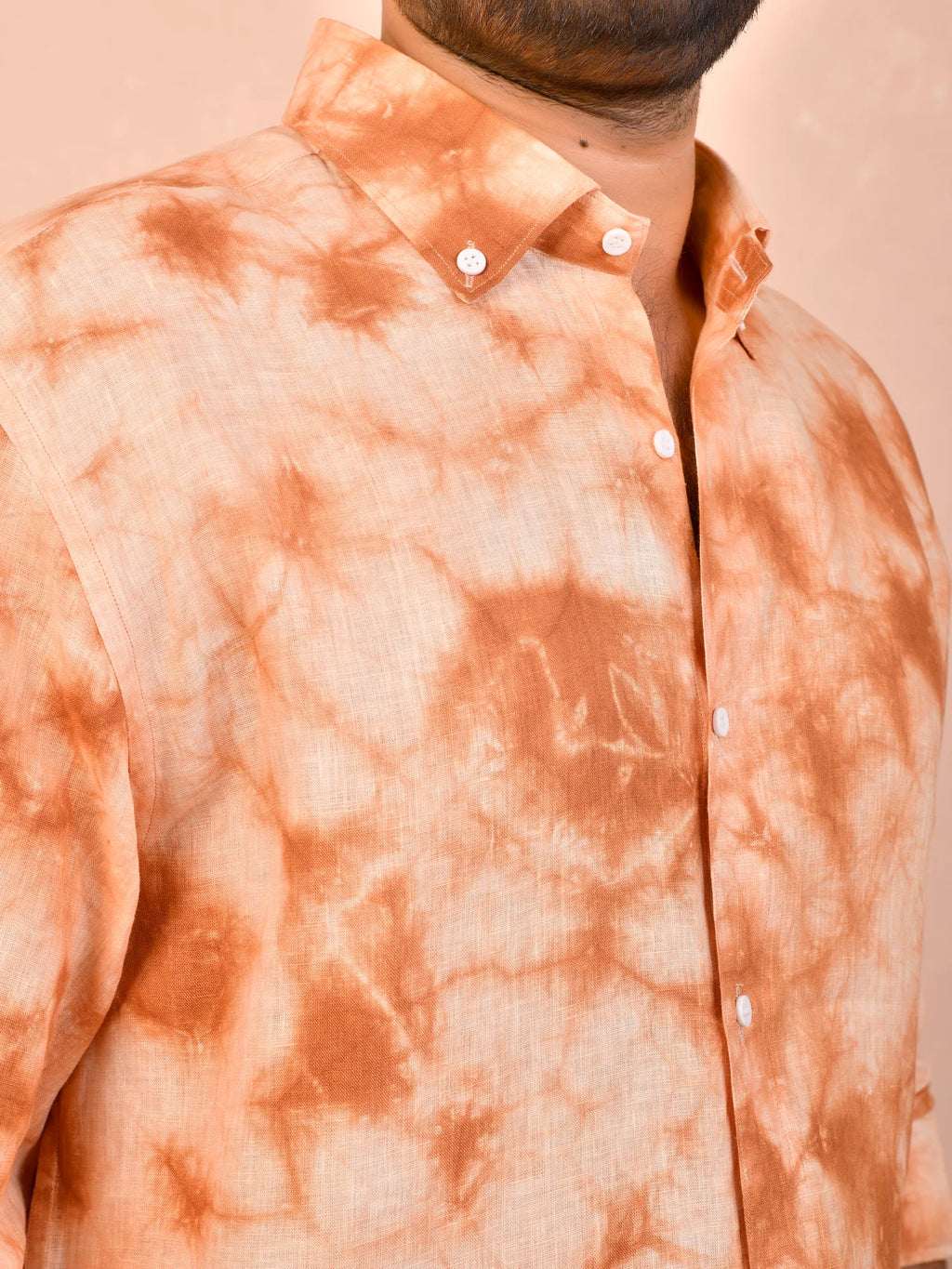 Tie & Dye Amber Tan pure linen shirt