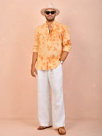 Tie & Dye Marigold pure linen shirt