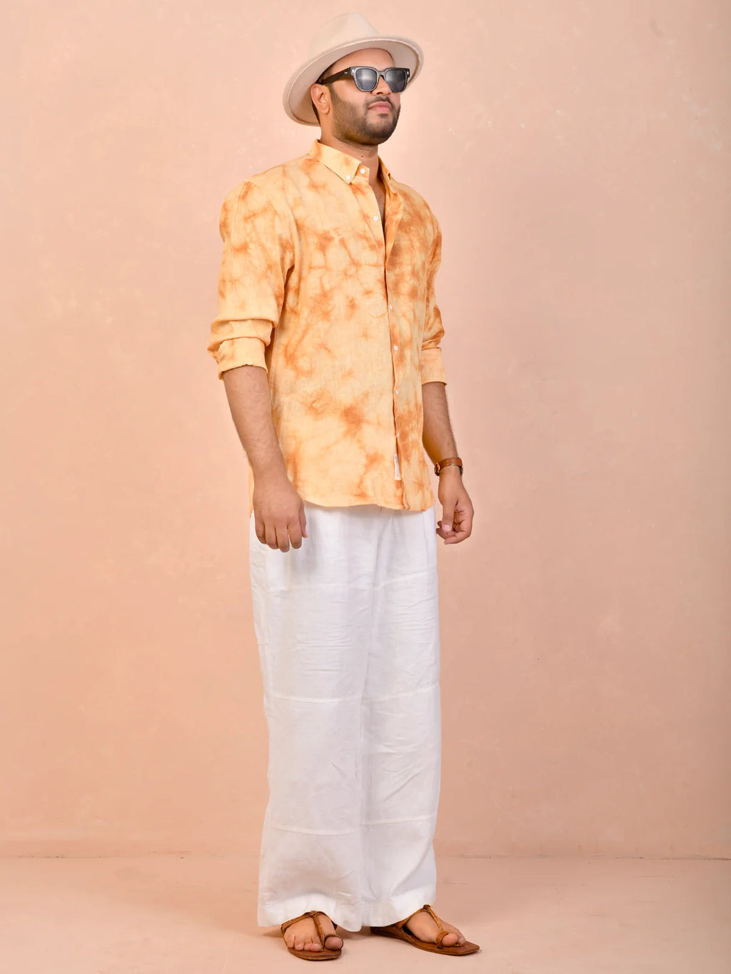 Tie & Dye Marigold pure linen shirt