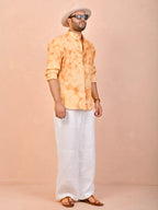Tie & Dye Marigold pure linen shirt