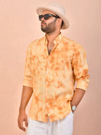 Tie & Dye Marigold pure linen shirt