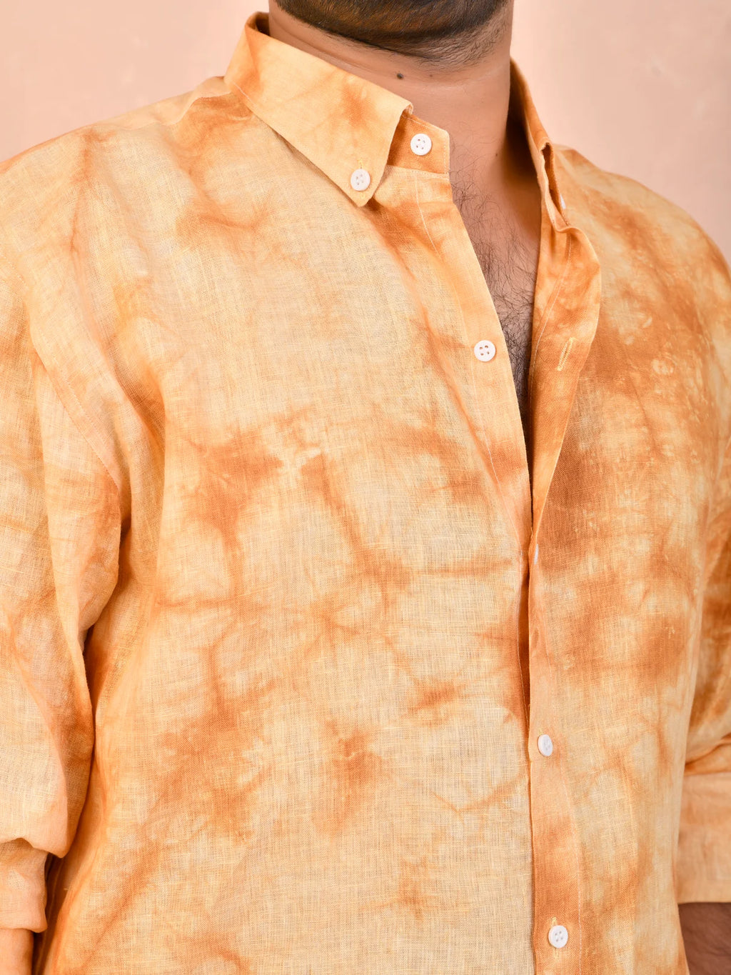 Tie & Dye Marigold pure linen shirt