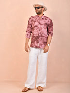 Tie & Dye Burgundy pure linen shirt