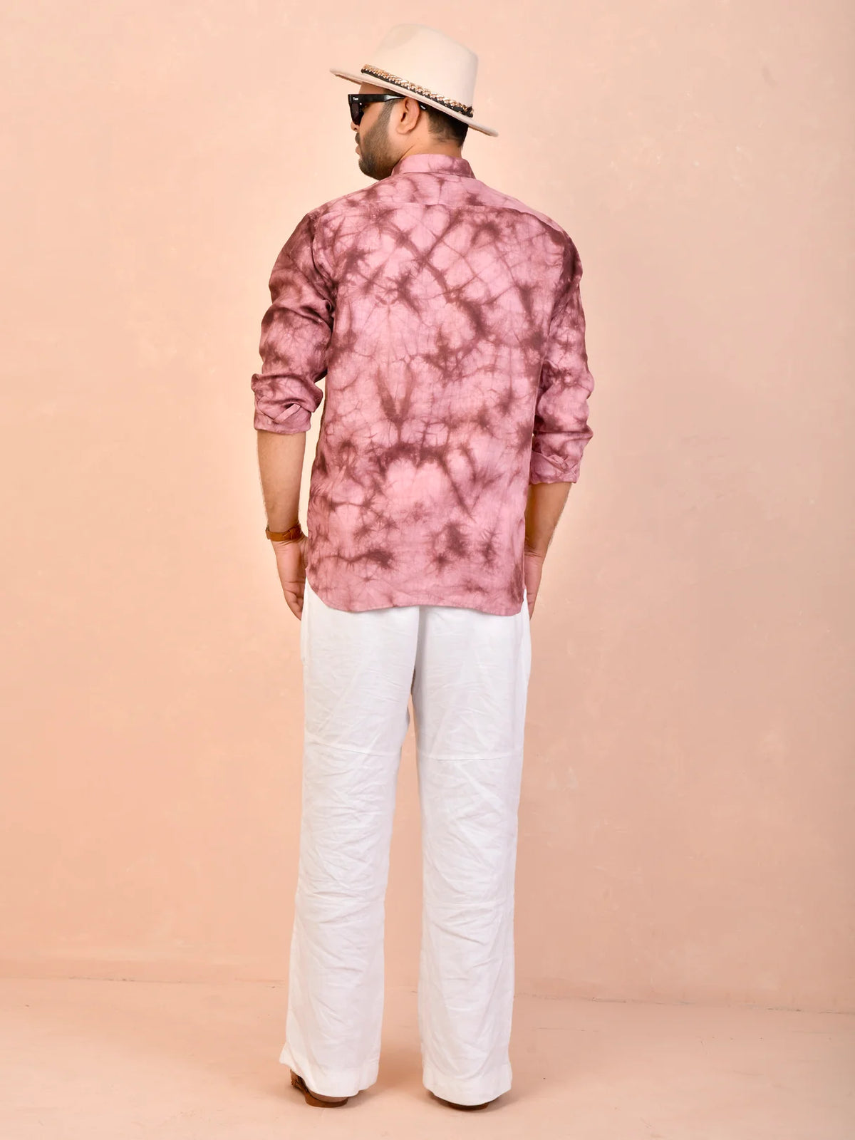 Tie & Dye Burgundy pure linen shirt