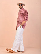Tie & Dye Burgundy pure linen shirt