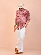 Tie & Dye Burgundy pure linen shirt