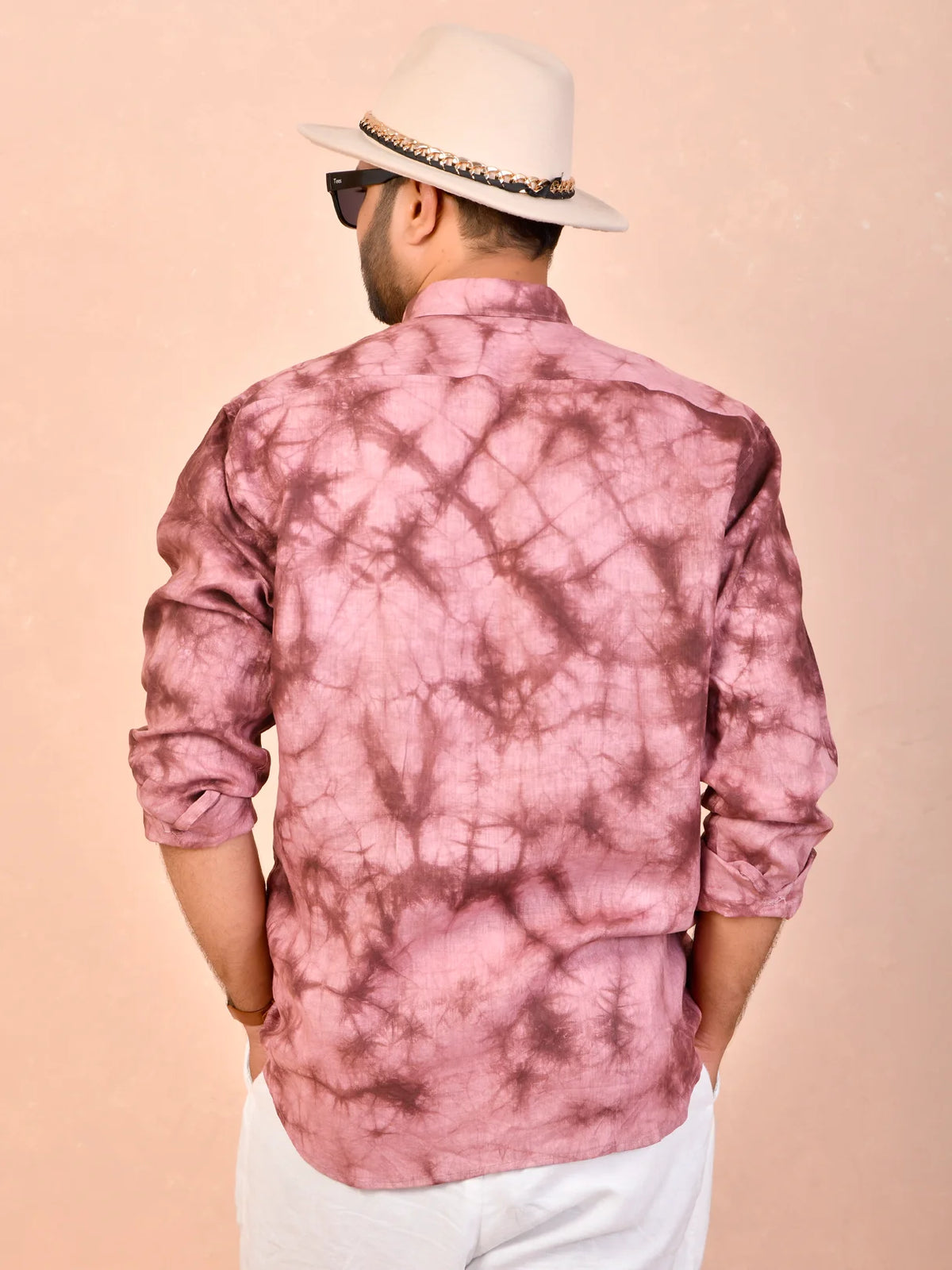 Tie & Dye Burgundy pure linen shirt