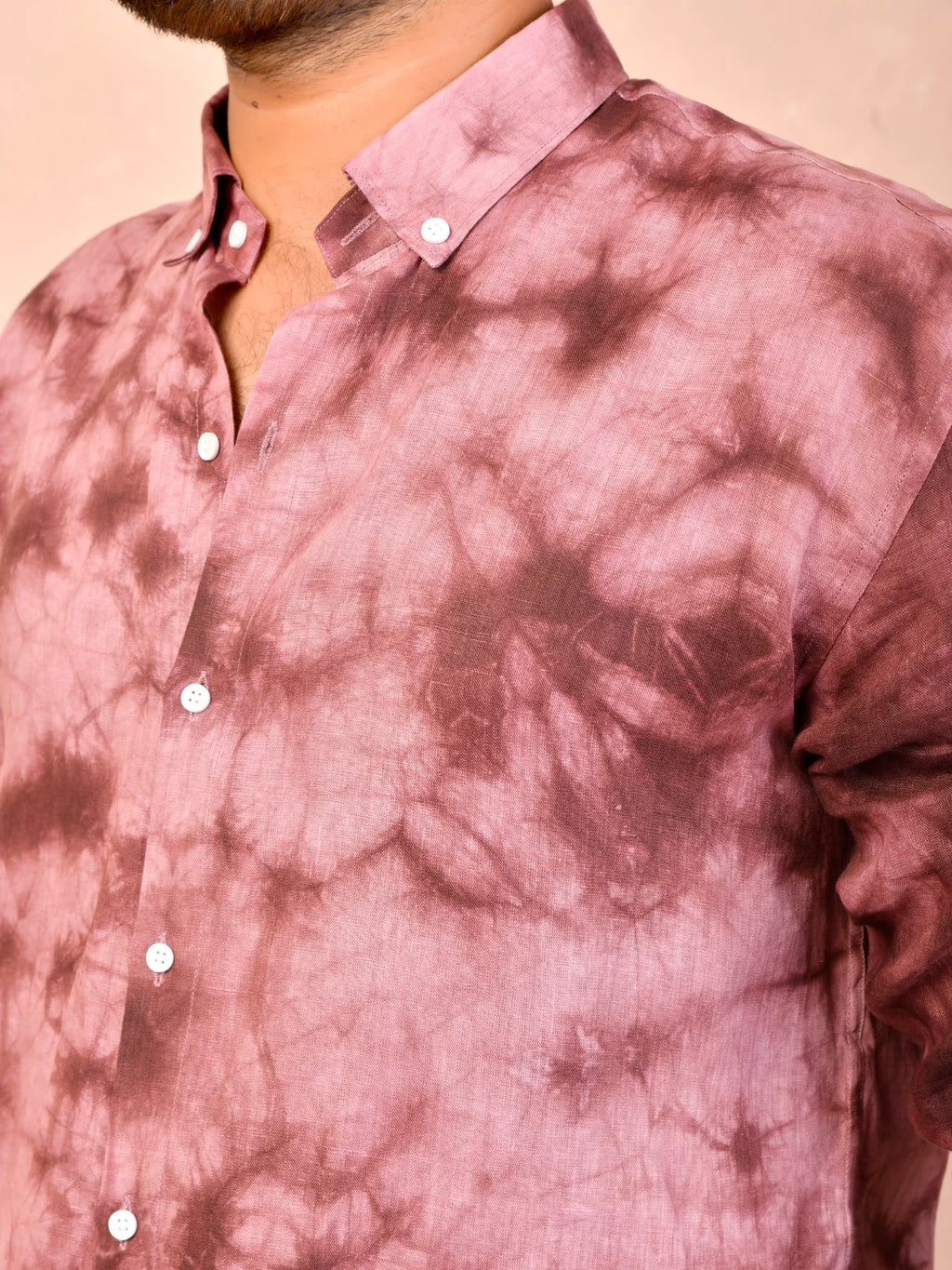 Tie & Dye Burgundy pure linen shirt